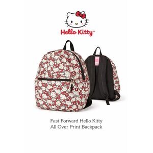 Fast Forward Hello Kitty All Over Print Backpack Kids School Bag White Red New